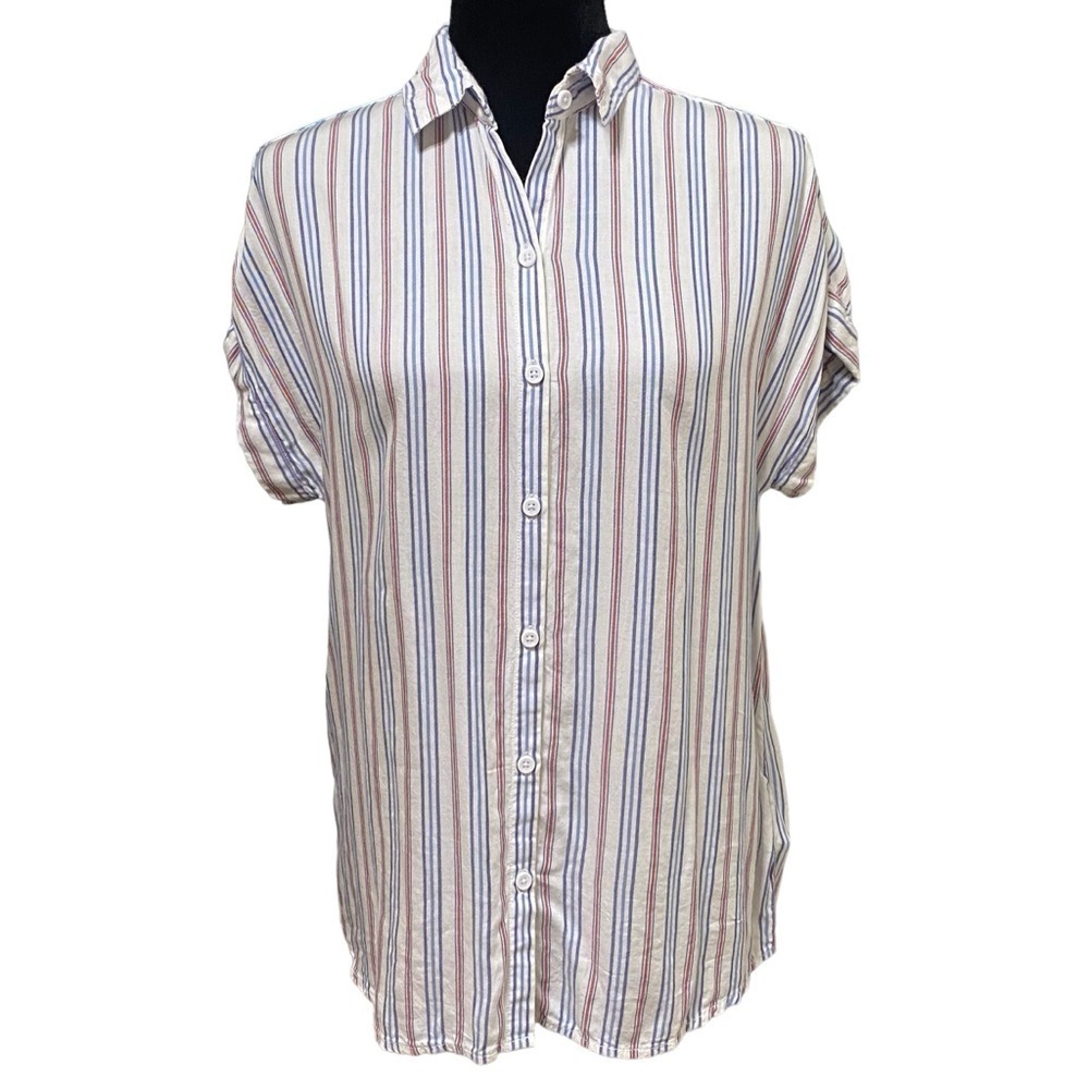 Beach Lunch Lounge Spencer Striped Button Shirt Nautical Top XS